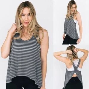 ZYIA ACTIVE Tank Top Gray Nimbus Split Back Racerback Lightweight Size Large NWT